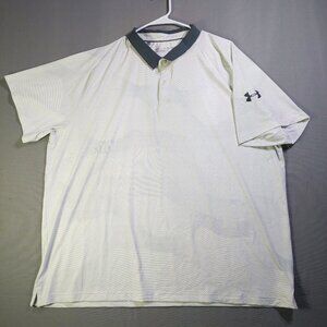 Under Armour golf polo shirt men's size 3XL loose fit white w grey wave pattern